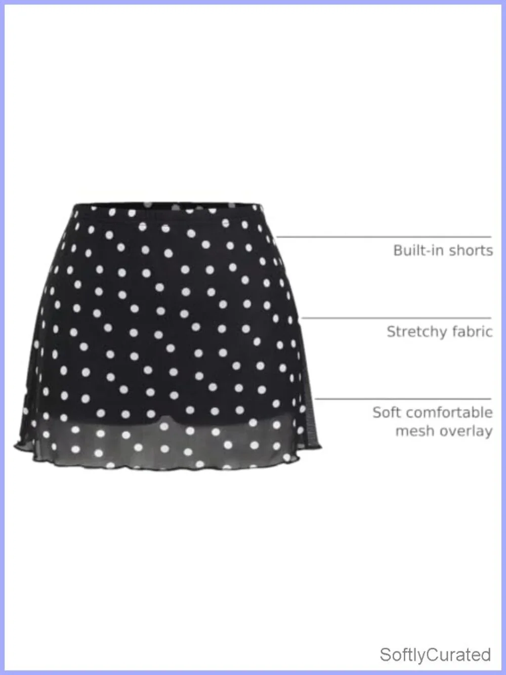 Polka Dots Mesh A Line Mini Skirt with Built In Shorts Y2K